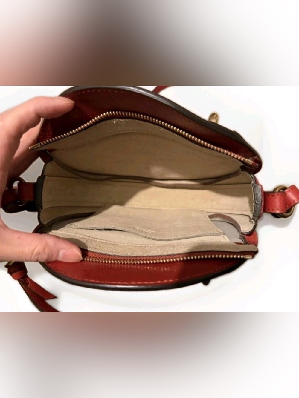 🔥100%Authentic Chloe Pixie Small Red Round Shoulder Crossbody Suede Leather Bag🔥 - Picture 13 of 13